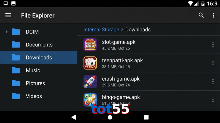Main screen of Tot55 gameapk page for PK players